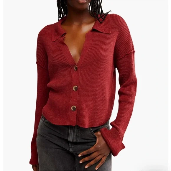 Free People Ella Button-Up Sweater NWT - Picture 1 of 5